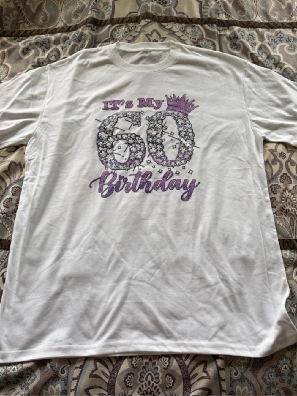 White "It's My 60th Birthday" Tee with Purple Accents size XXL